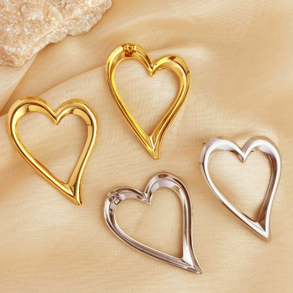 Wholesale Metal Earrings Stainless Steel Geometric Heart Style Electroplating