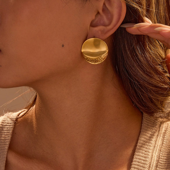 Wholesale Metal Earrings Stainless Steel 18K Electroplating Geometric Fashion Simple Irregular For Women