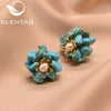 Wholesale Metal Earrings With Pearl And Flower Design Retro Elegant Electroplating For Women