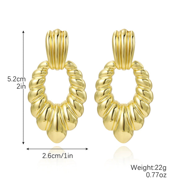 Wholesale Metal Earrings Zinc Alloy Simple Geometric Wave Drop Shape Electroplated For Women