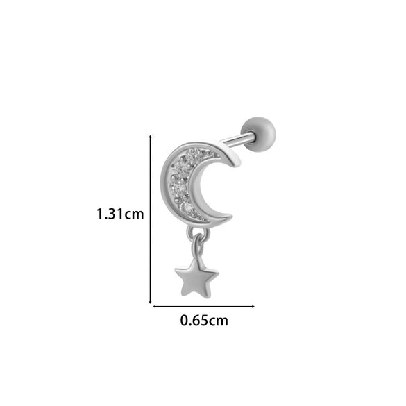 Wholesale Metal Electroplated Flower Star Moon Style Ear Bone Nail Cartilage Puncture Earrings For Women