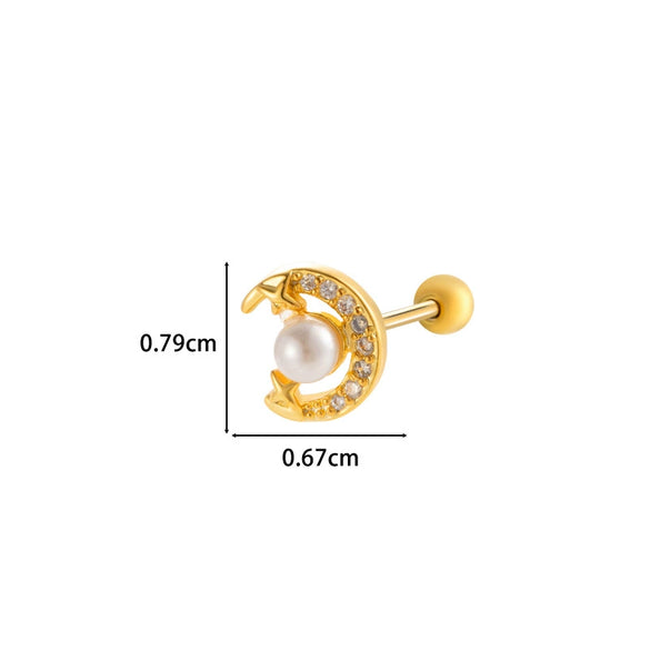 Wholesale Metal Electroplated Flower Star Moon Style Ear Bone Nail Cartilage Puncture Earrings For Women
