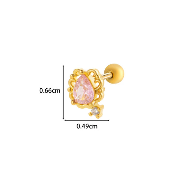 Wholesale Metal Electroplated Flower Star Moon Style Ear Bone Nail Cartilage Puncture Earrings For Women