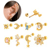 Wholesale Metal Electroplated Flower Star Moon Style Ear Bone Nail Cartilage Puncture Earrings For Women