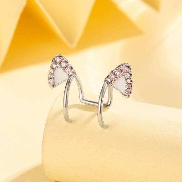 Wholesale Metal Electroplating Geometric Kitten Ear Bone Clip For Women Titanium Steel Micropaved Zircon Lovely Style Nonpierced