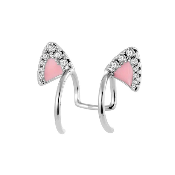 Wholesale Metal Electroplating Geometric Kitten Ear Bone Clip For Women Titanium Steel Micropaved Zircon Lovely Style Nonpierced