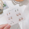 Wholesale Metal Elegant Pearl Bow Love Heart Dripping Oil Earring Set