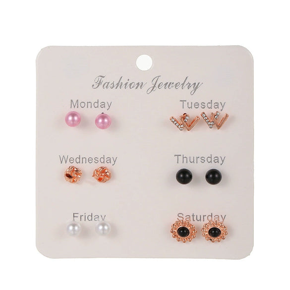 Wholesale Metal Elegant Pearl Bow Love Heart Dripping Oil Earring Set