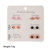 Wholesale Metal Elegant Pearl Bow Love Heart Dripping Oil Earring Set