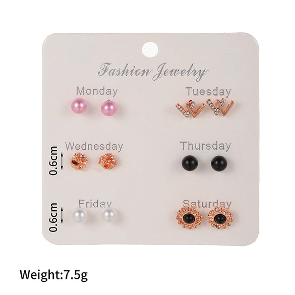Wholesale Metal Elegant Pearl Bow Love Heart Dripping Oil Earring Set