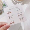 Wholesale Metal Elegant Pearl Bow Love Heart Dripping Oil Earring Set