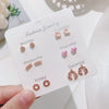 Wholesale Metal Elegant Pearl Bow Love Heart Dripping Oil Earring Set