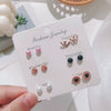 Wholesale Metal Elegant Pearl Bow Love Heart Dripping Oil Earring Set