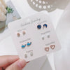 Wholesale Metal Elegant Pearl Bow Love Heart Dripping Oil Earring Set