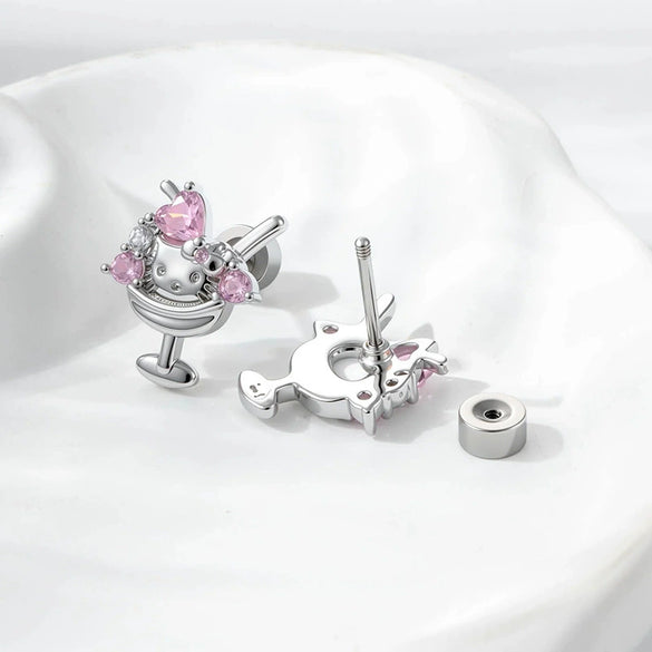 Wholesale Metal Fashion Animal Zodiac Heart Ice Cream Kitten Zircon Electroplated Women's Cartilage Piercing Ear Bone Nail