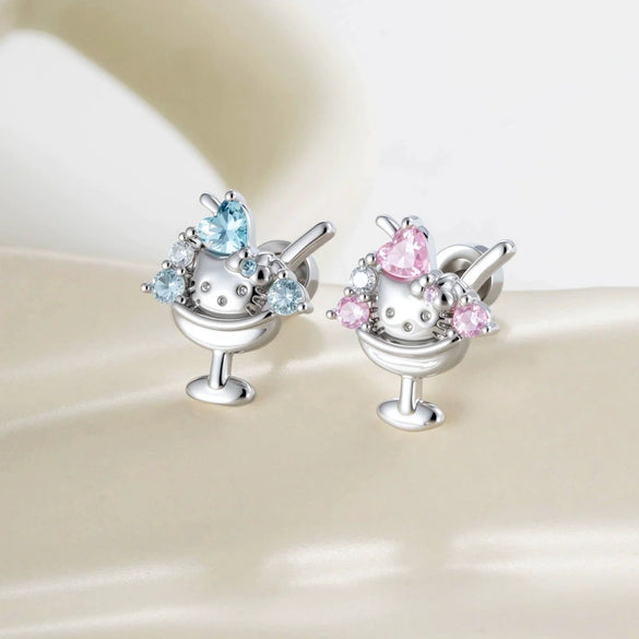 Wholesale Metal Fashion Animal Zodiac Heart Ice Cream Kitten Zircon Electroplated Women's Cartilage Piercing Ear Bone Nail