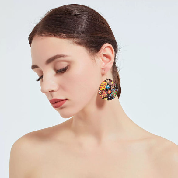 Wholesale Metal Fashion Exaggerated Floral Baking Paint Earrings