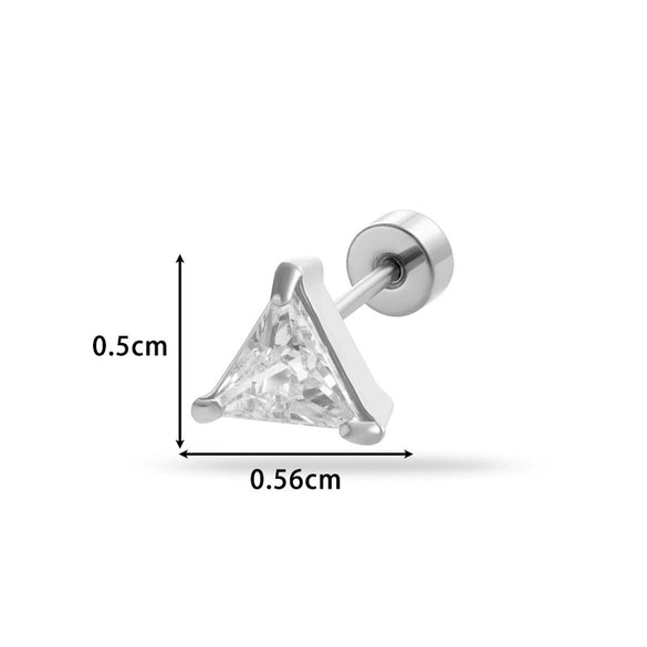 Wholesale Metal Fashion Flower Styling Stainless Steel Triangle Square Zircon Electroplated Women's Cartilage Puncture Ear Nail