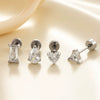 Wholesale Metal Fashion Flower Styling Stainless Steel Triangle Square Zircon Electroplated Women's Cartilage Puncture Ear Nail