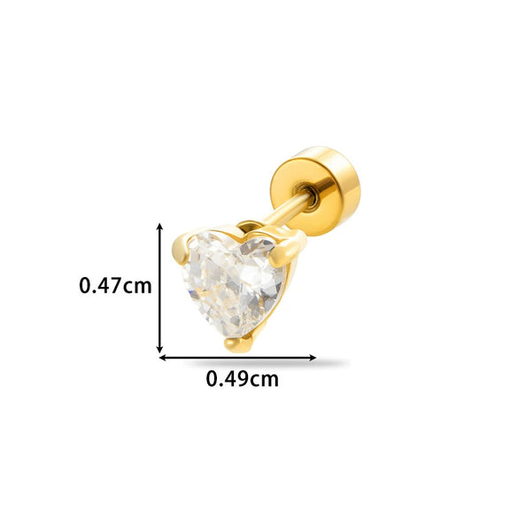 Wholesale Metal Fashion Flower Styling Stainless Steel Triangle Square Zircon Electroplated Women's Cartilage Puncture Ear Nail