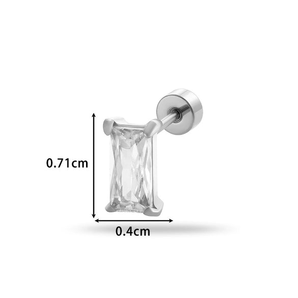 Wholesale Metal Fashion Flower Styling Stainless Steel Triangle Square Zircon Electroplated Women's Cartilage Puncture Ear Nail