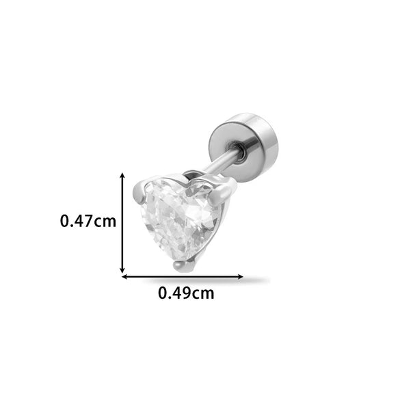 Wholesale Metal Fashion Flower Styling Stainless Steel Triangle Square Zircon Electroplated Women's Cartilage Puncture Ear Nail