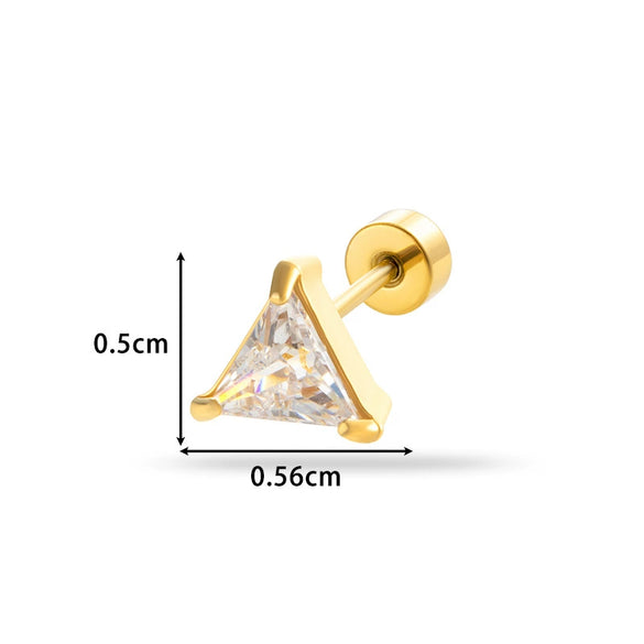 Wholesale Metal Fashion Flower Styling Stainless Steel Triangle Square Zircon Electroplated Women's Cartilage Puncture Ear Nail