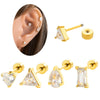 Wholesale Metal Fashion Flower Styling Stainless Steel Triangle Square Zircon Electroplated Women's Cartilage Puncture Ear Nail
