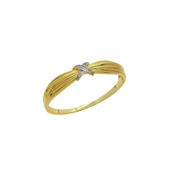 Wholesale Metal Fashion Retro Wide Face Ring Bracelet With Cross Line And Electroplating Treatment