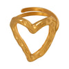 Wholesale Metal Fashionable Gold Plated Nonfading Irregular Heartshaped Titanium Steel Ring With Electroplating For Unisex