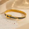 Wholesale Metal Flash Diamond Belt Buckle Bracelet Titanium Steel Geometric Style Vacuum Furnace Electroplated