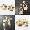 Wholesale Metal Flower Earrings Simple Retro Irregular Gold Plated For Women