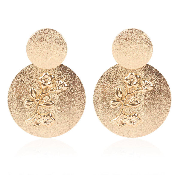 Wholesale Metal Flower Earrings Simple Retro Irregular Gold Plated For Women