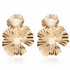 Wholesale Metal Flower Earrings Simple Retro Irregular Gold Plated For Women