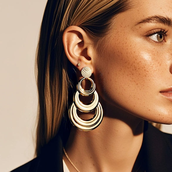 Wholesale Metal Flower Earrings Simple Retro Irregular Gold Plated For Women