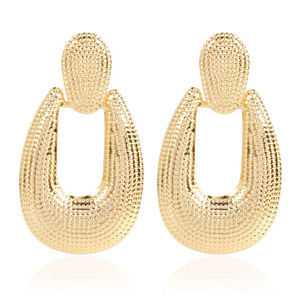 Wholesale Metal Flower Earrings Simple Retro Irregular Gold Plated For Women
