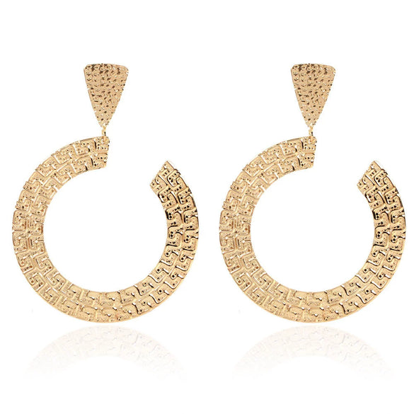 Wholesale Metal Flower Earrings Simple Retro Irregular Gold Plated For Women