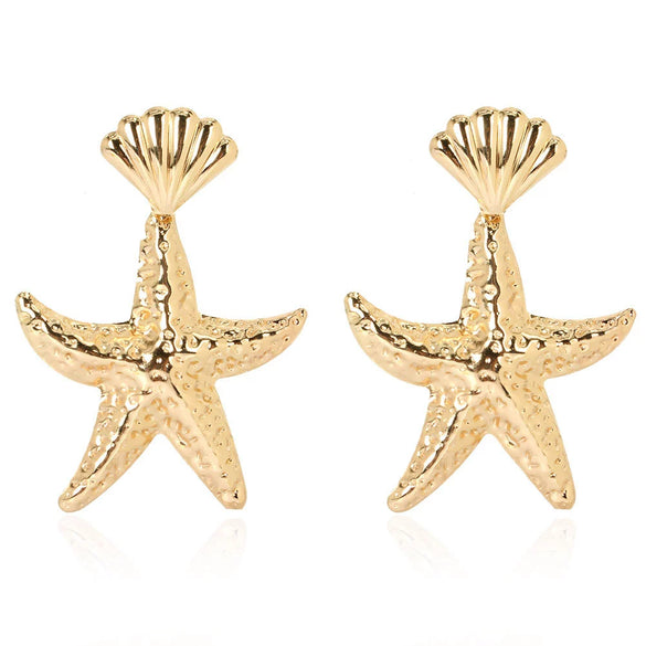 Wholesale Metal Flower Earrings Simple Retro Irregular Gold Plated For Women