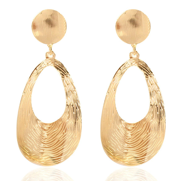 Wholesale Metal Flower Earrings Simple Retro Irregular Gold Plated For Women