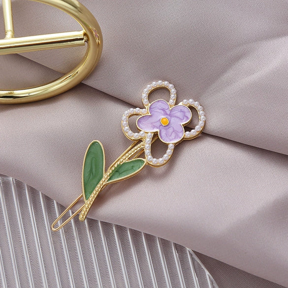 Wholesale Metal Flower Hairpin For Women With Electroplating Treatment