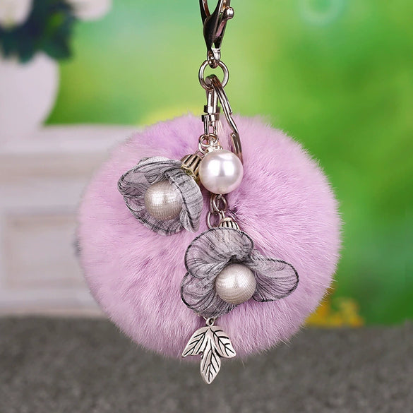 Wholesale Metal Flower Keychain Pendant For Female Plush And Cute Design