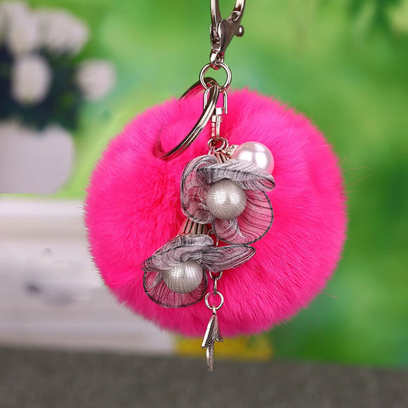 Wholesale Metal Flower Keychain Pendant For Female Plush And Cute Design