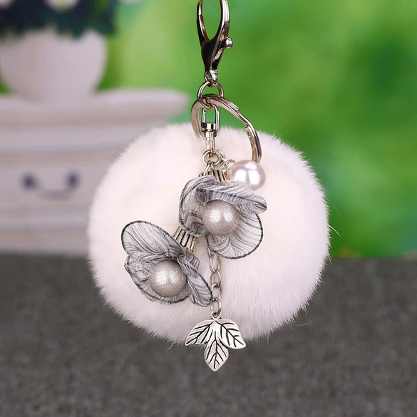 Wholesale Metal Flower Keychain Pendant For Female Plush And Cute Design