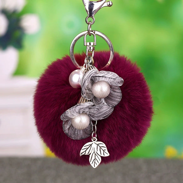 Wholesale Metal Flower Keychain Pendant For Female Plush And Cute Design