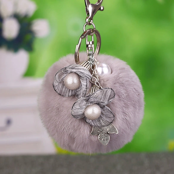 Wholesale Metal Flower Keychain Pendant For Female Plush And Cute Design