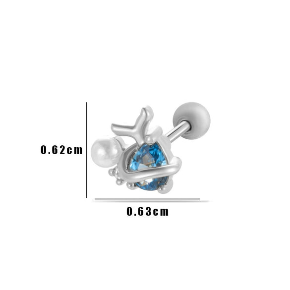 Wholesale Metal Flower Pattern Electroplated Titanium Steel Thin Rod Double Head Screw Women's Niche Cartilage Earrings