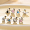 Wholesale Metal Flower Pattern Electroplated Titanium Steel Thin Rod Double Head Screw Women's Niche Cartilage Earrings