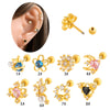 Wholesale Metal Flower Pattern Electroplated Titanium Steel Thin Rod Double Head Screw Women's Niche Cartilage Earrings