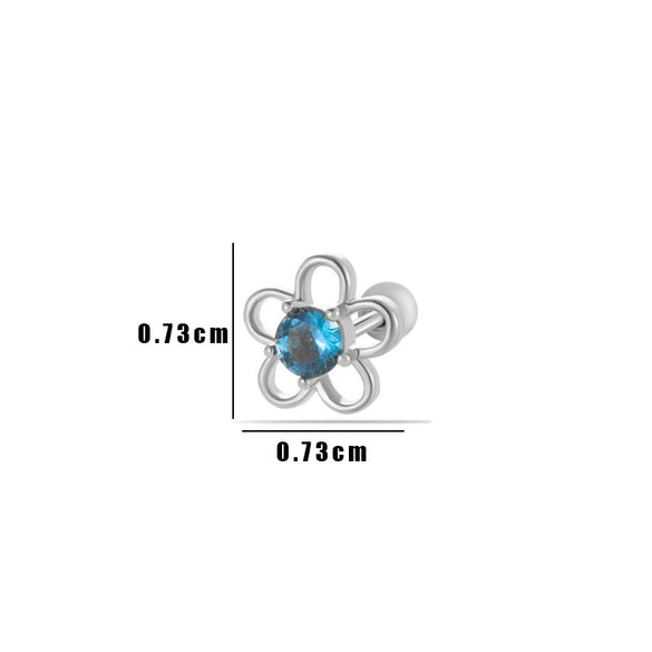 Wholesale Metal Flower Pattern Electroplated Titanium Steel Thin Rod Double Head Screw Women's Niche Cartilage Earrings