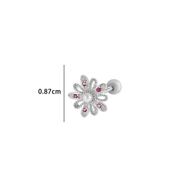 Wholesale Metal Flower Star Inlaid Zircon Earrings With Electroplating For Women